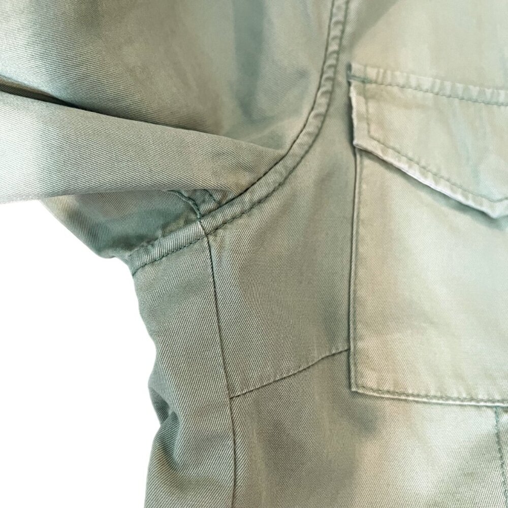 American Eagle Womens Jacket Green Collared Tan Button Down Size Medium - Picture 7 of 12